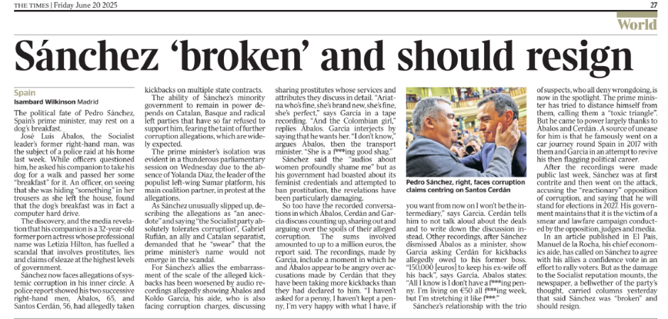 Imagen del artículo publicado en 'The Times'