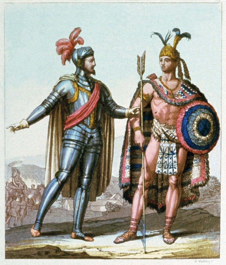 Encuentro de Hernán Cortés con Moctezuma II en 1519
