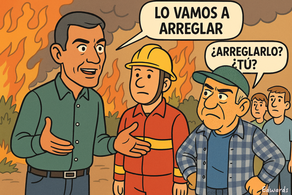 El moreno de Sánchez, de visita en los incendios