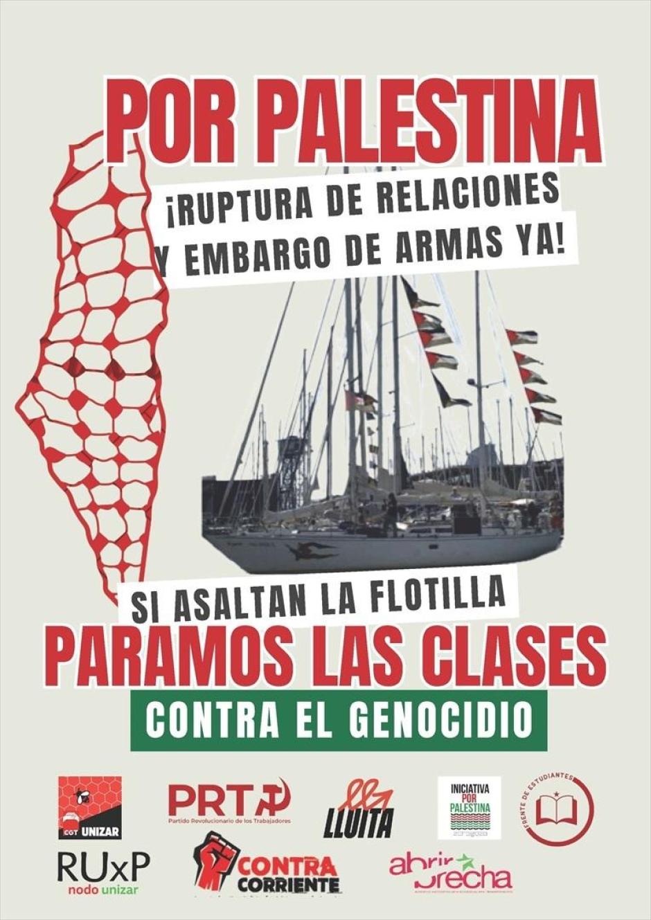 Estudiantes de la Universidad de Zaragoza llaman a parar las clases si hay ataques contra la Global Summud Flotilla
