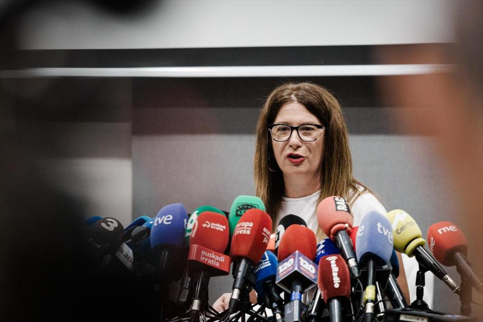 La exmilitante socialista Leire Díez durante una rueda de prensa que dio el pasado mes de junio