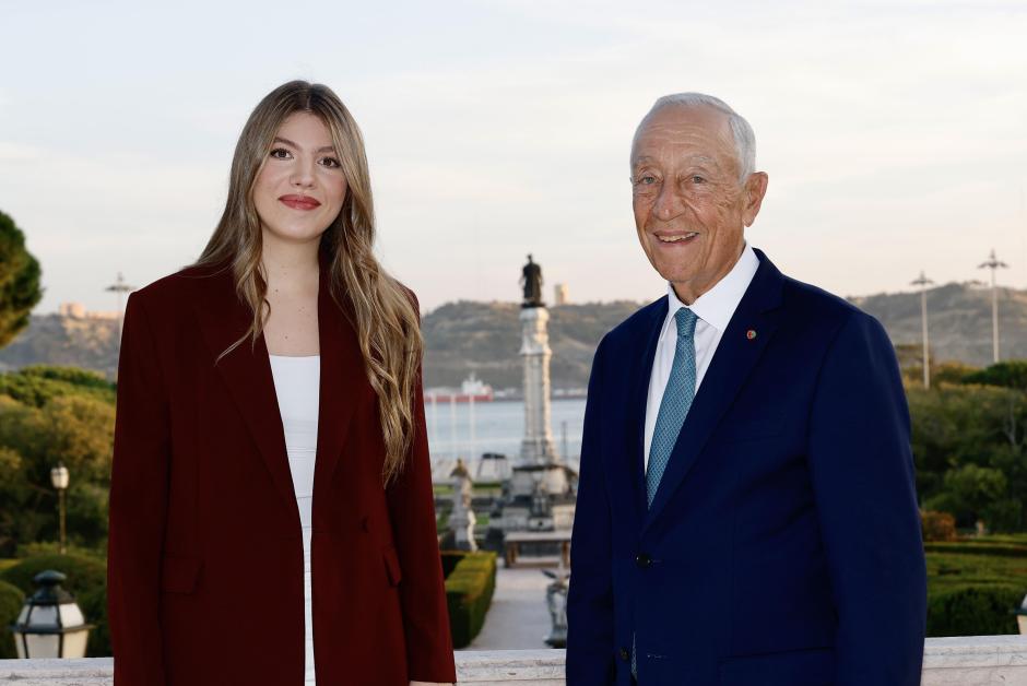 La Infanta Sofía con Marcelo Rebelo de Sousa, este viernes en el Palacio de Belem