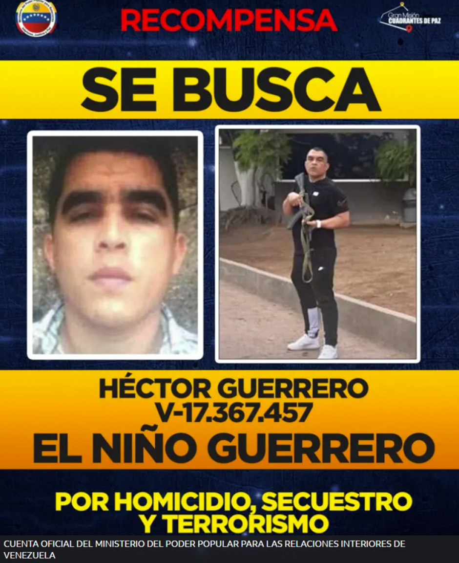 Cartel de búsqueda de Hector Herrero, líder del Tren de Aragua