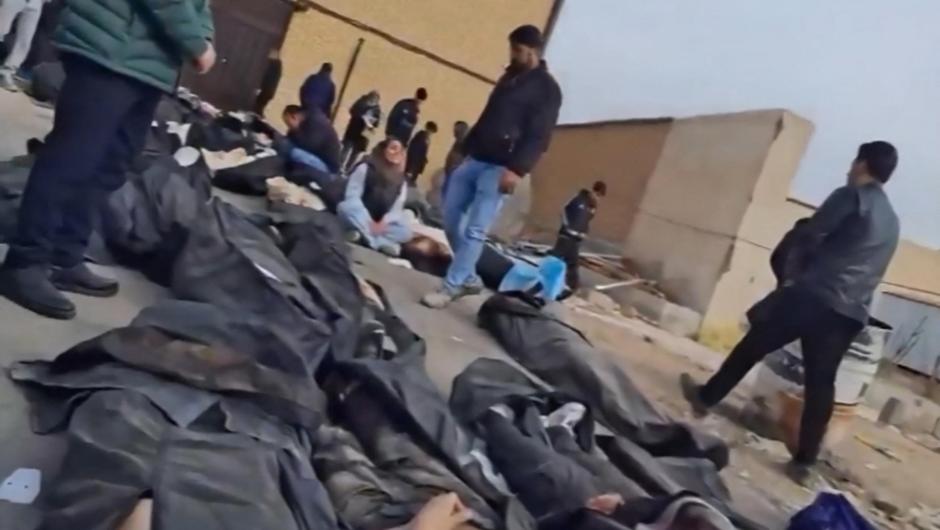 EDITORS NOTE: Graphic content / This video grab taken on January 14, 2026 from Cuerpos tendidos en el suelo en el Centro de Diagnóstico y Laboratorio Forense de la Provincia de Teherán, en Kahrizak