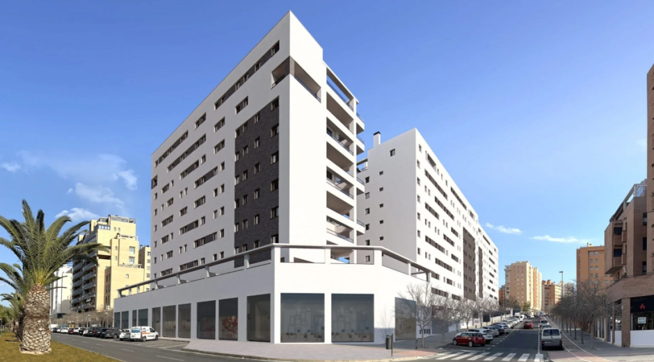 Imagen de un render de la promoción de vivienda protegida que ha suscitado la polémica en Alicante