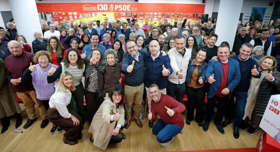 Acto del anuncio de Héctor Díez como candidato del PSOE de Elche en plena jornada de reflexión en Aragón
