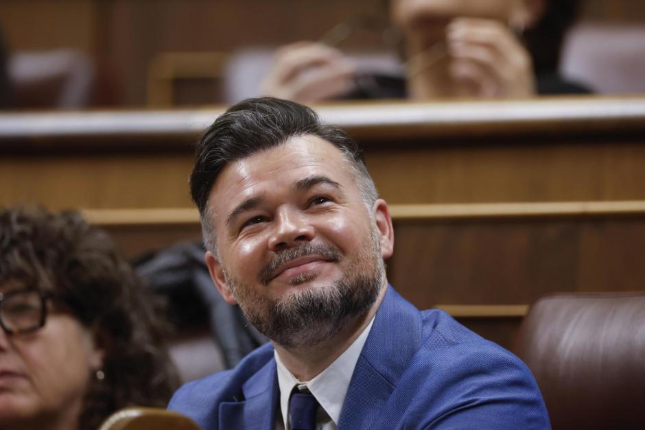El portavoz de ERC, Gabriel Rufián, durante el pleno del Congreso de este miércoles