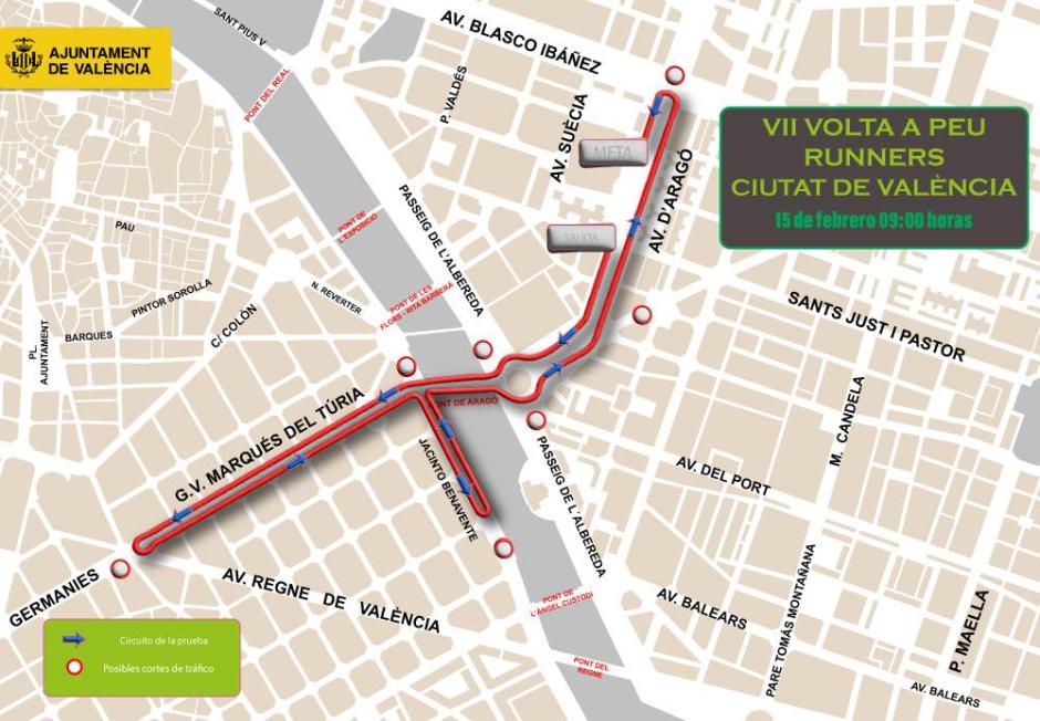 Imagen del recorrido de la Volta a Peu Runner de Valencia 2026.