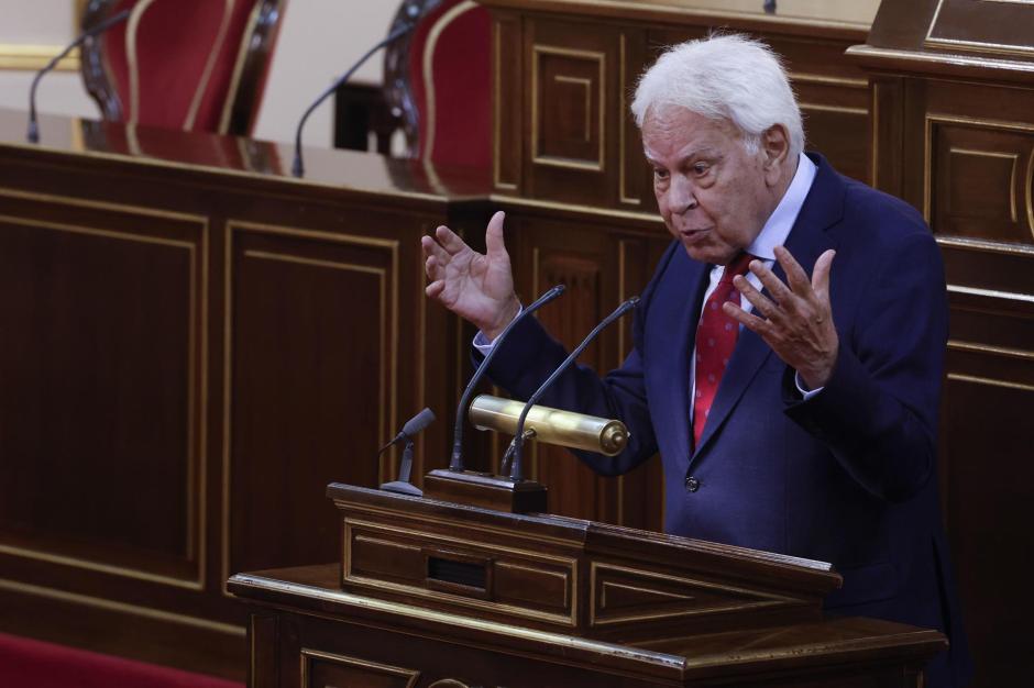 El expresidente del Gobierno Felipe González este miércoles en el Senado