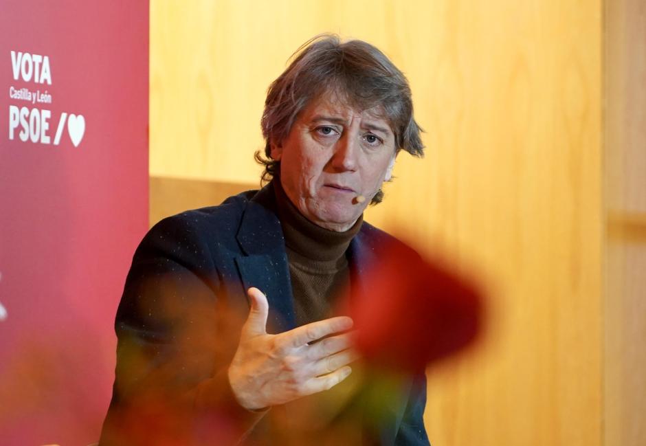 El candidato a la Presidencia de la Junta, Carlos Martínez, este lunes, en Soria