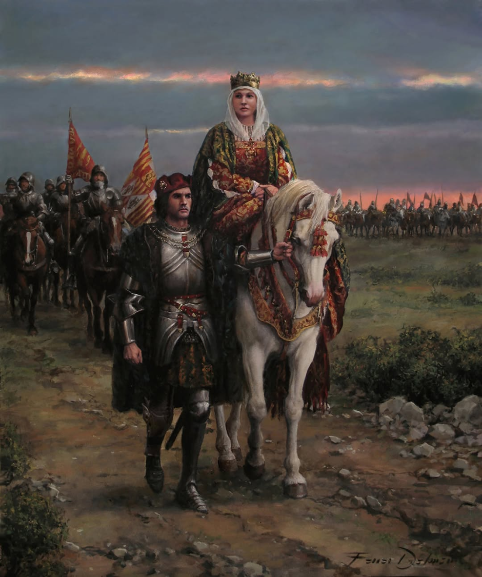 Isabel la Católica y el Gran Capitán. Cuadro de Augusto Ferrer-Dalmau