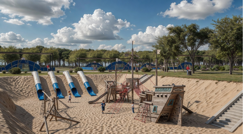 Recreación de la zona de juegos del futuro Parc Censal de Castellón de la Plana
