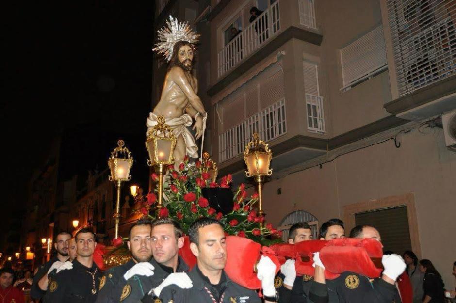 Imagen de Jesús en la Columna durante una procesión de la Semana Santa Marinera de Valencia