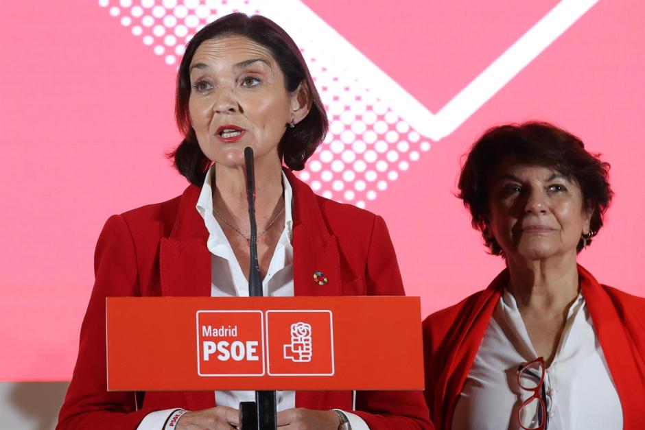 La edil socialista del Ayuntamiento de Madrid, Reyes Maroto, tras conocer los resultados de las elecciones municipales de 2023