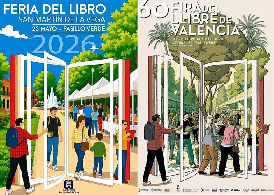 Carteles de las Ferias del Libro de San Martín de la Vega 2026 y de Valencia 2025