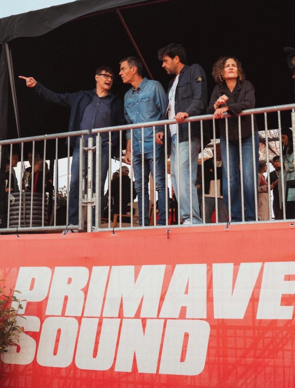 Salvador Illa con Pedro Sánchez en el Primavera Sound