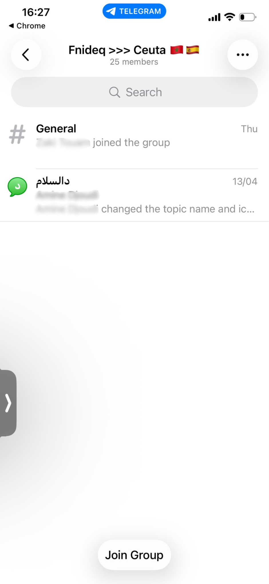 Captura de un grupo de Telegram