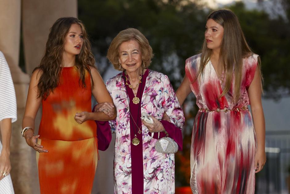 Spanish Princess Leonor de Borbon, Princess Sofia de Borbon with Emeritus Queen Sofia during a reception at the MariventPalace in Palma de Mallorca on Tuesday, 4 August 2026.