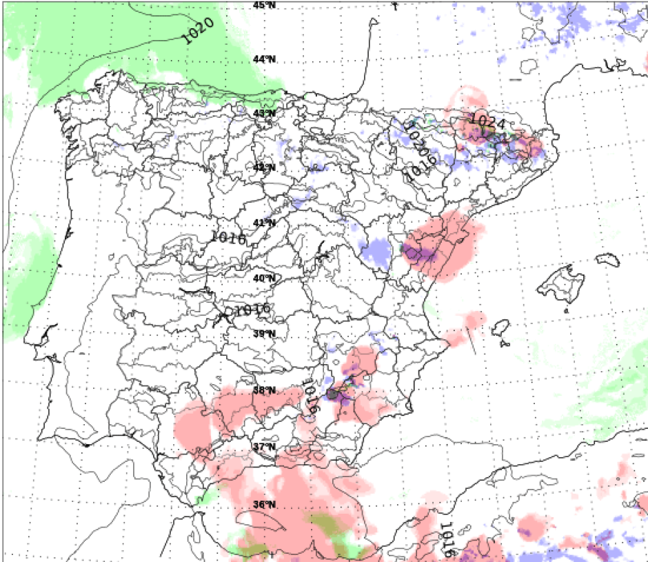 Mapa con la previsión de nubes a las 18 horas en la Comunidad Valenciana durante el eclipse del 12 de agosto.