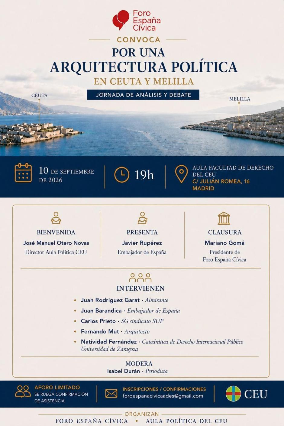 Cartel de la jornada de análisis y debate organizada por Foro España Cívica