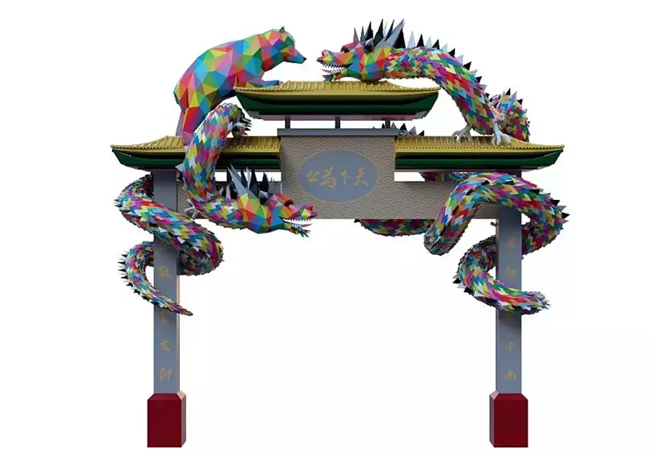 Recreación del nuevo arco chino en el 'Chinatown' de Usera