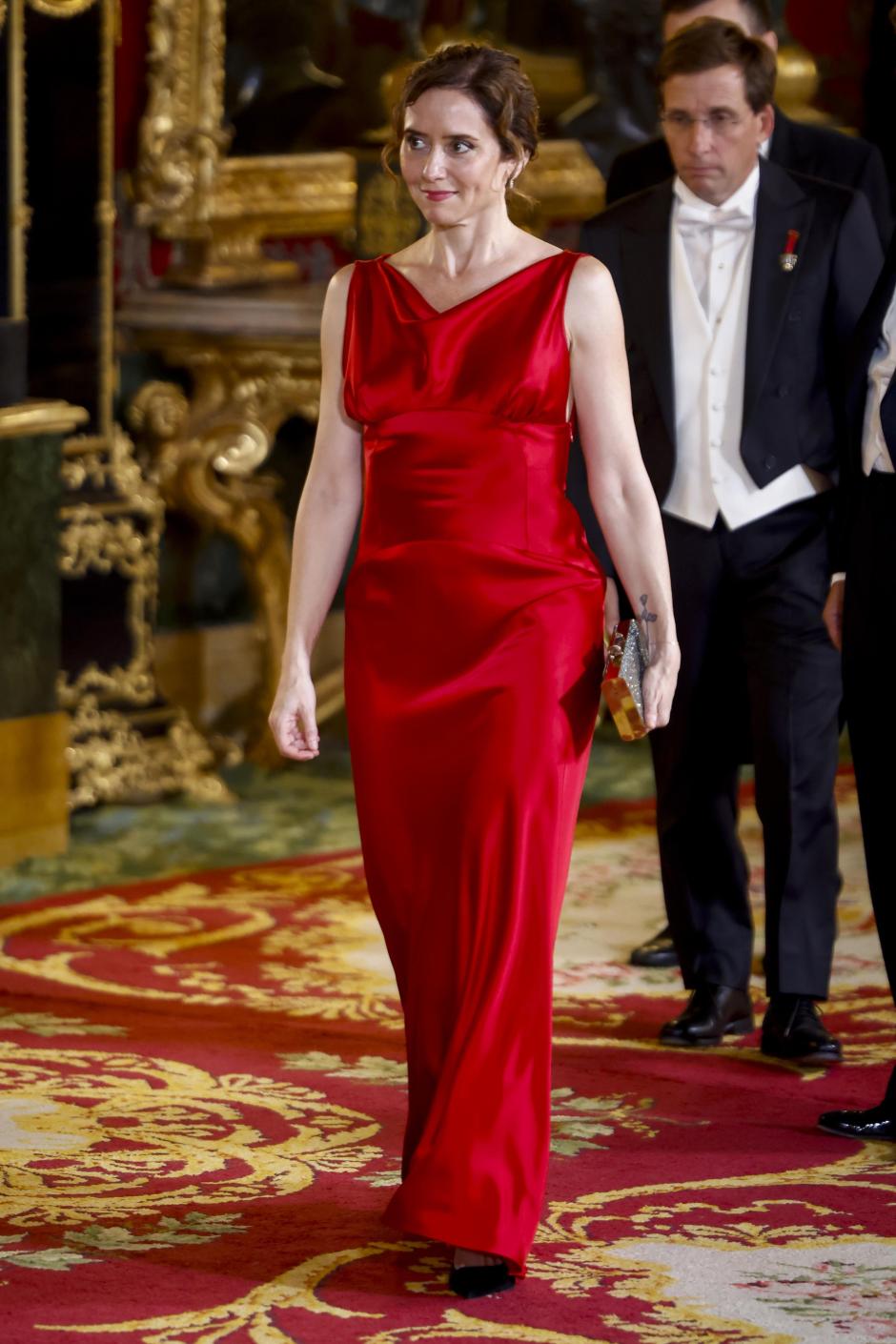 Isabel Diaz Ayuso during a gala dinner at RoyalPalace due to the official trip of France President to Spain in Madrid on Tuesday, 29 September 2026.