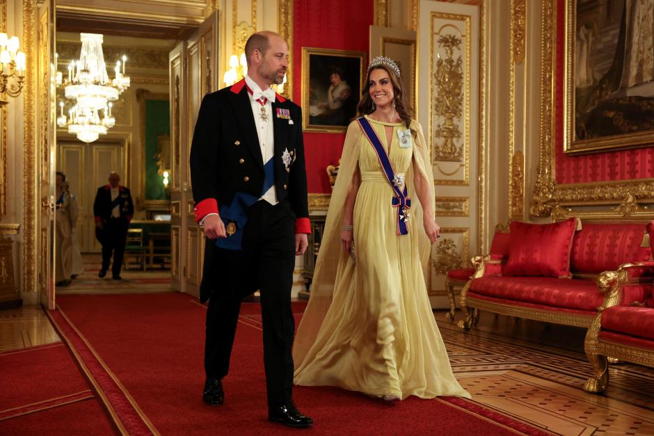 The Prince and Princess of Wales ahead of the state banquet for the Sultan of Oman, Sultan Haitham bin Tarik al Said at Windsor Castle, Berkshire, on day one of his state visit to the UK. Picture date: Tuesday October 20, 2026.