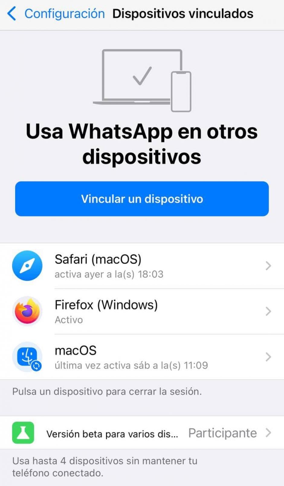 La beta de WhatsApp permite el uso en cuatro dispositivos