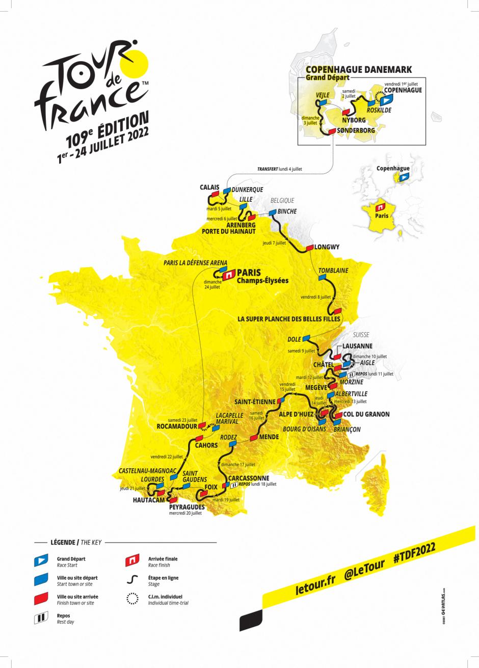 Recorrido oficial del Tour de Francia 2022