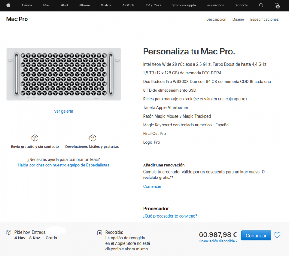 El precio del Mac Pro alcanzaría más de 60.000 euros
