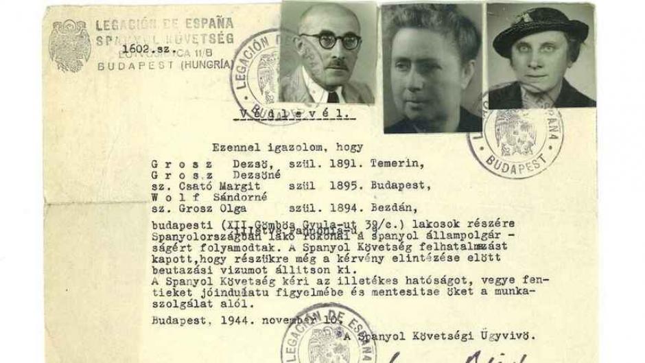 Una de las cartas de protección expedida por Sanz Briz a una familia judía húngara