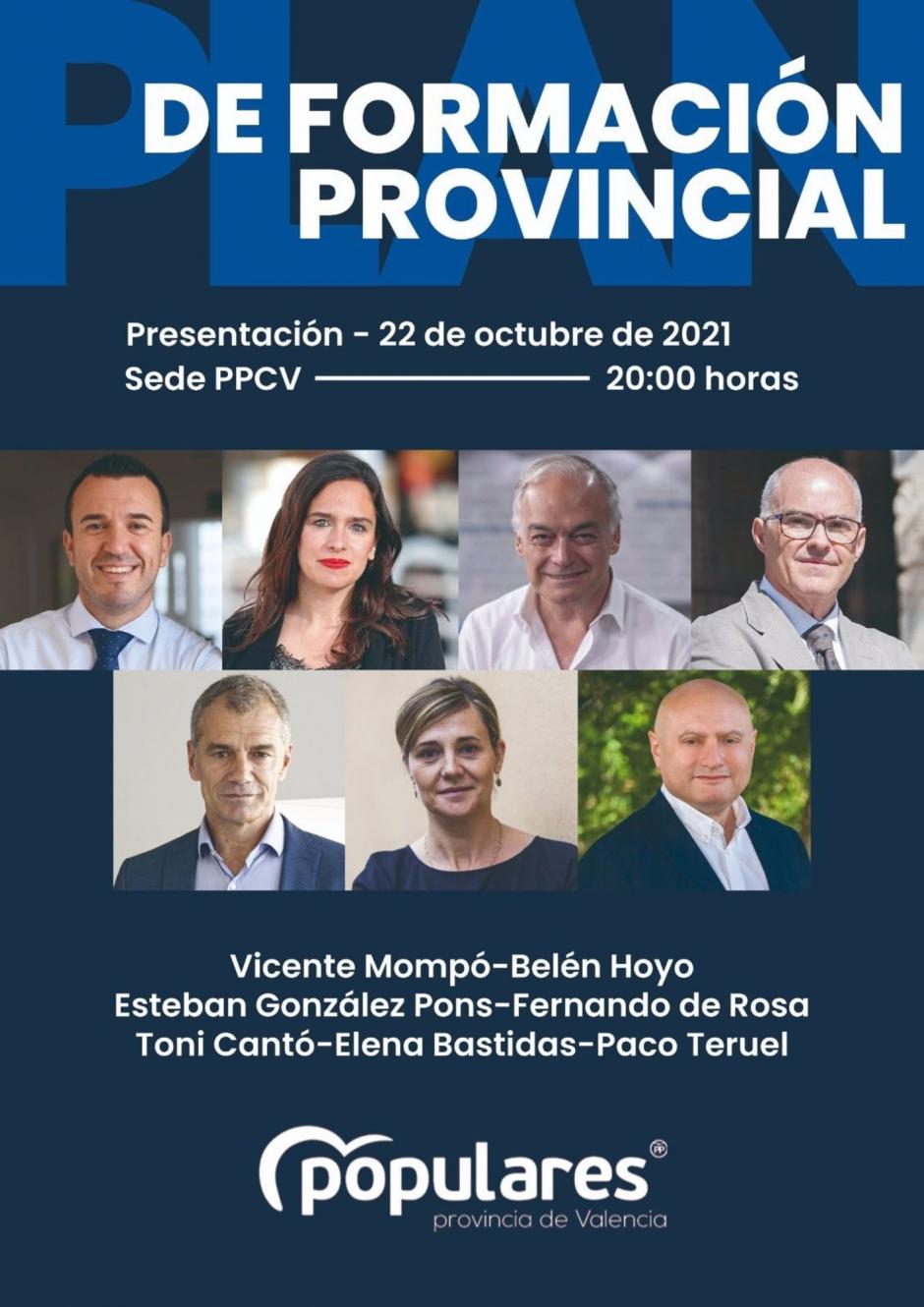 Cartel de los cursos de formación del PP de Valencia