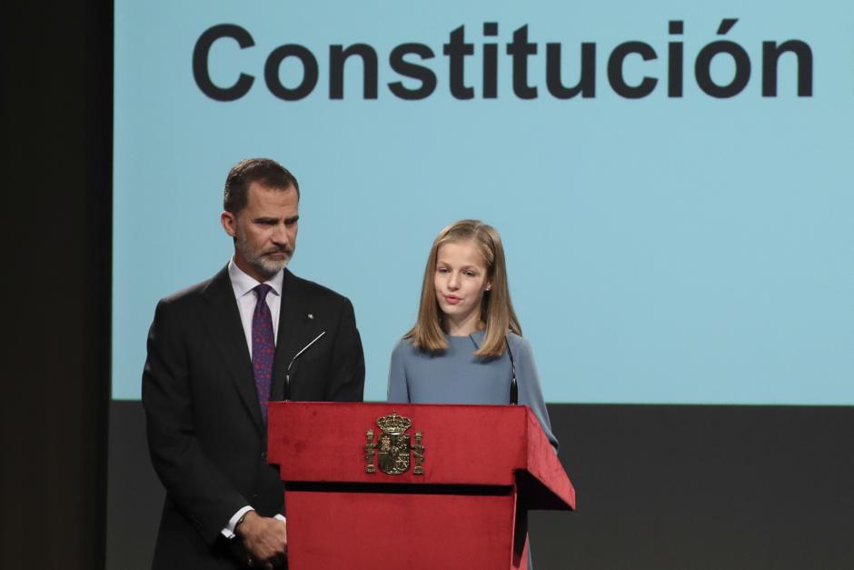 Spanish Kings Felipe VI and  Princess of Asturias, Leonor de Borbon (on her 13 birthday) during act “Reading of constitución “ on occasion of the 40 anniversary of Spanish Constitution and Approval at the Congress in Madrid, on Wednesday , 31 october 2018