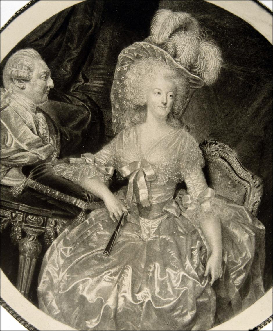 Miniatura en dibujo de María Antonieta, esposa de Luis XVI