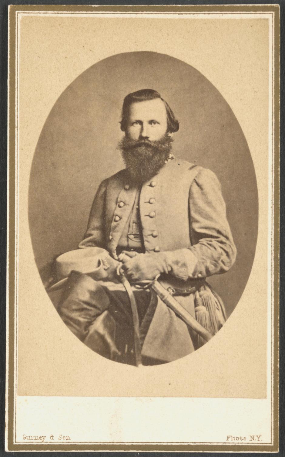 Retrato de James Ewell Brown Stuart, General del Ejército de los Estados Confederados durante la Guerra Civil Americana.