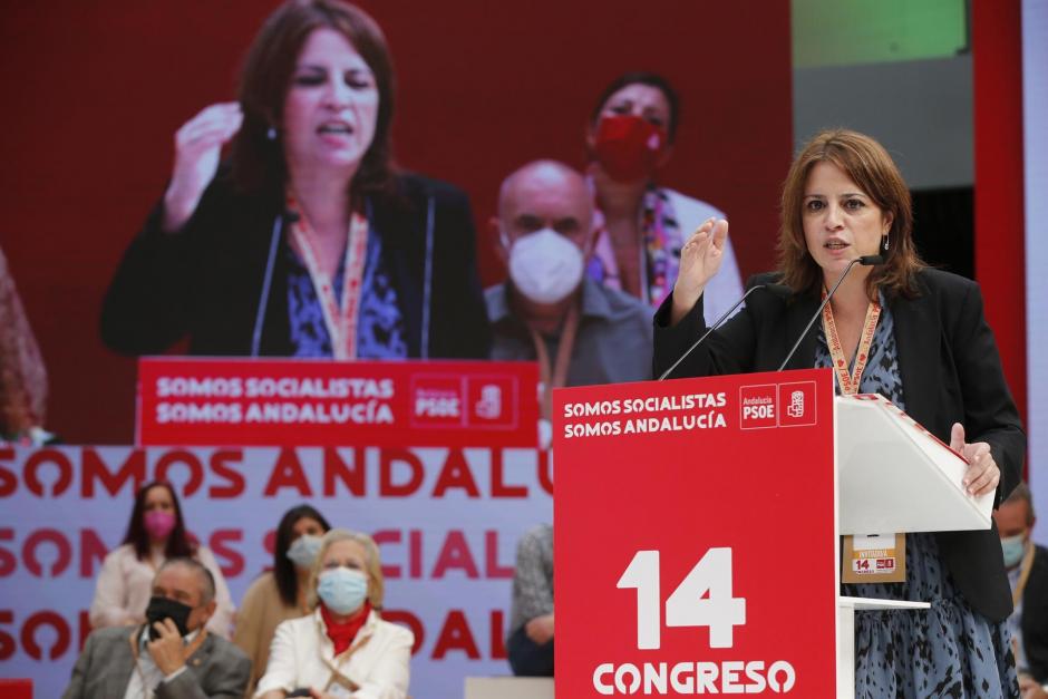 La vicesecretaria General del PSOE, Adriana Lastra, durante su intervención