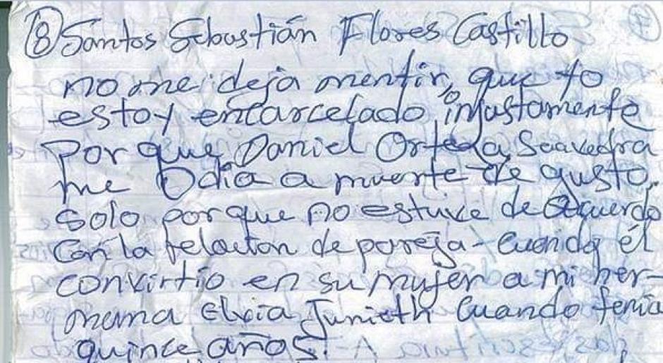 Extracto de la carta escrita por Santos Flores Castillo