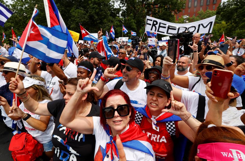 Protestas en Washington en apoyo al pueblo cubano, julio de 2021