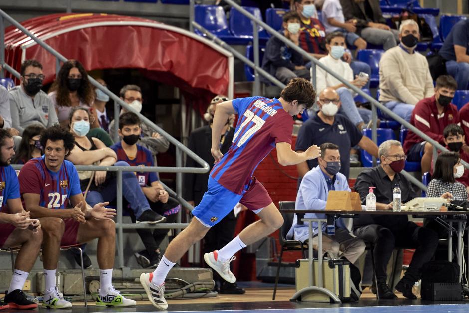 Pablo Nicolas Urdangarin during his first ASOBAL handball match in the FC Barcelona first team. 23 October 2021