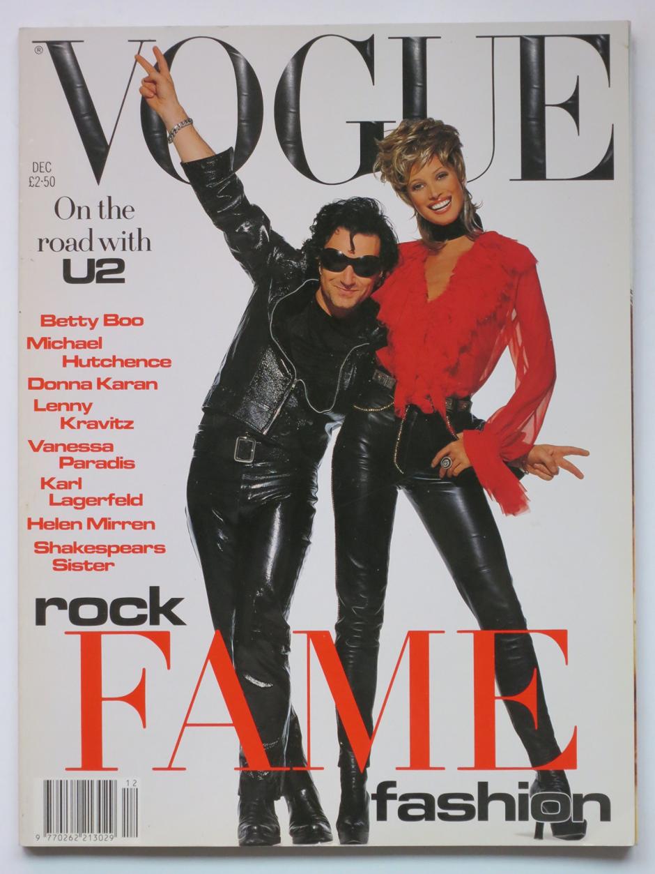 Bono y Christy Turlington en la portada británica de «Vogue», en diciembre de 1992