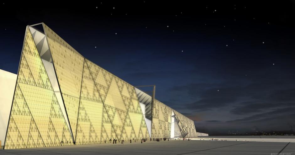 El diseño del Gran Museo Egipcio busca que este se mimetice con las pirámides de Guiza