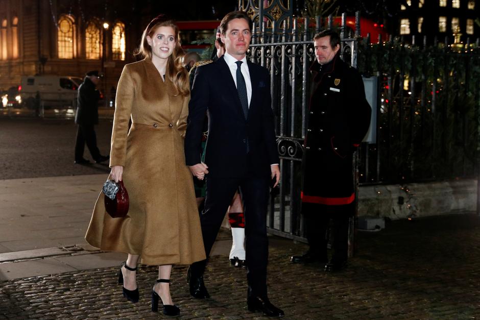 Princess Beatrice and Edoardo Mapelli Mozzi attending Christmascommunity service  in London. Picture date: Wednesday December 8, 2021.