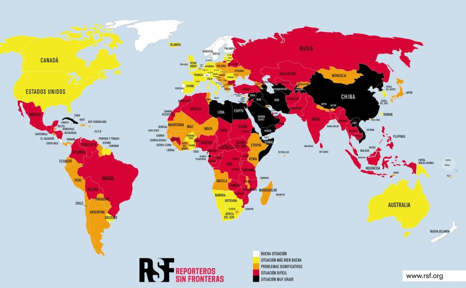 Mapa mundial de la Libertad de Prensa 2021