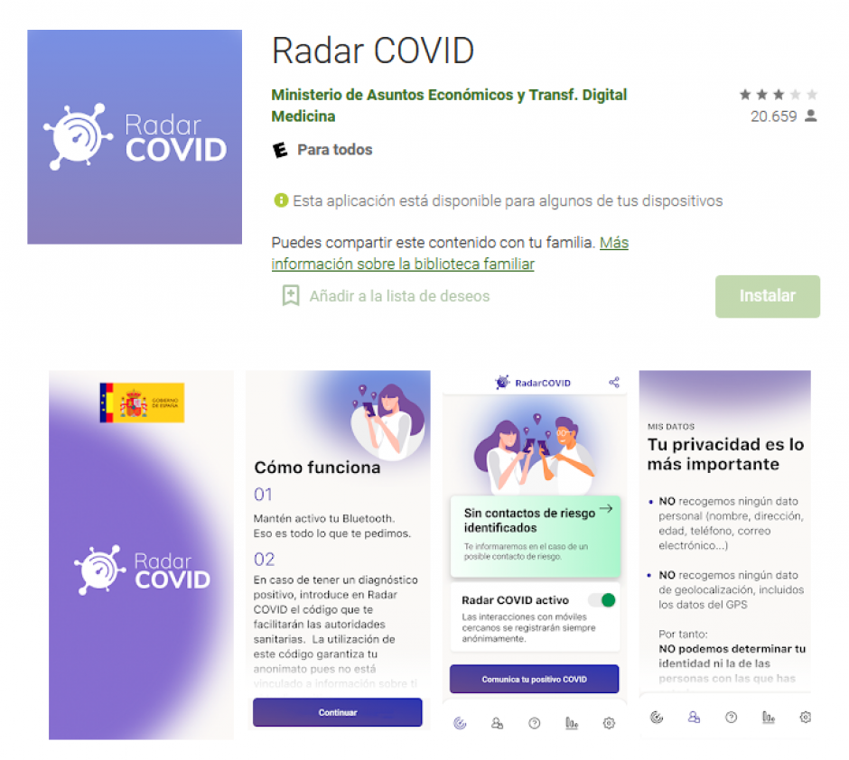 Radar Covid para Android es una app muy criticada