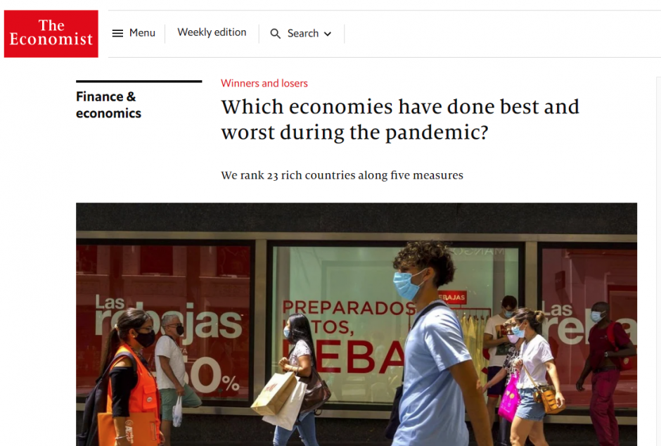 Información de The Economist comparando las principales economías del mundo