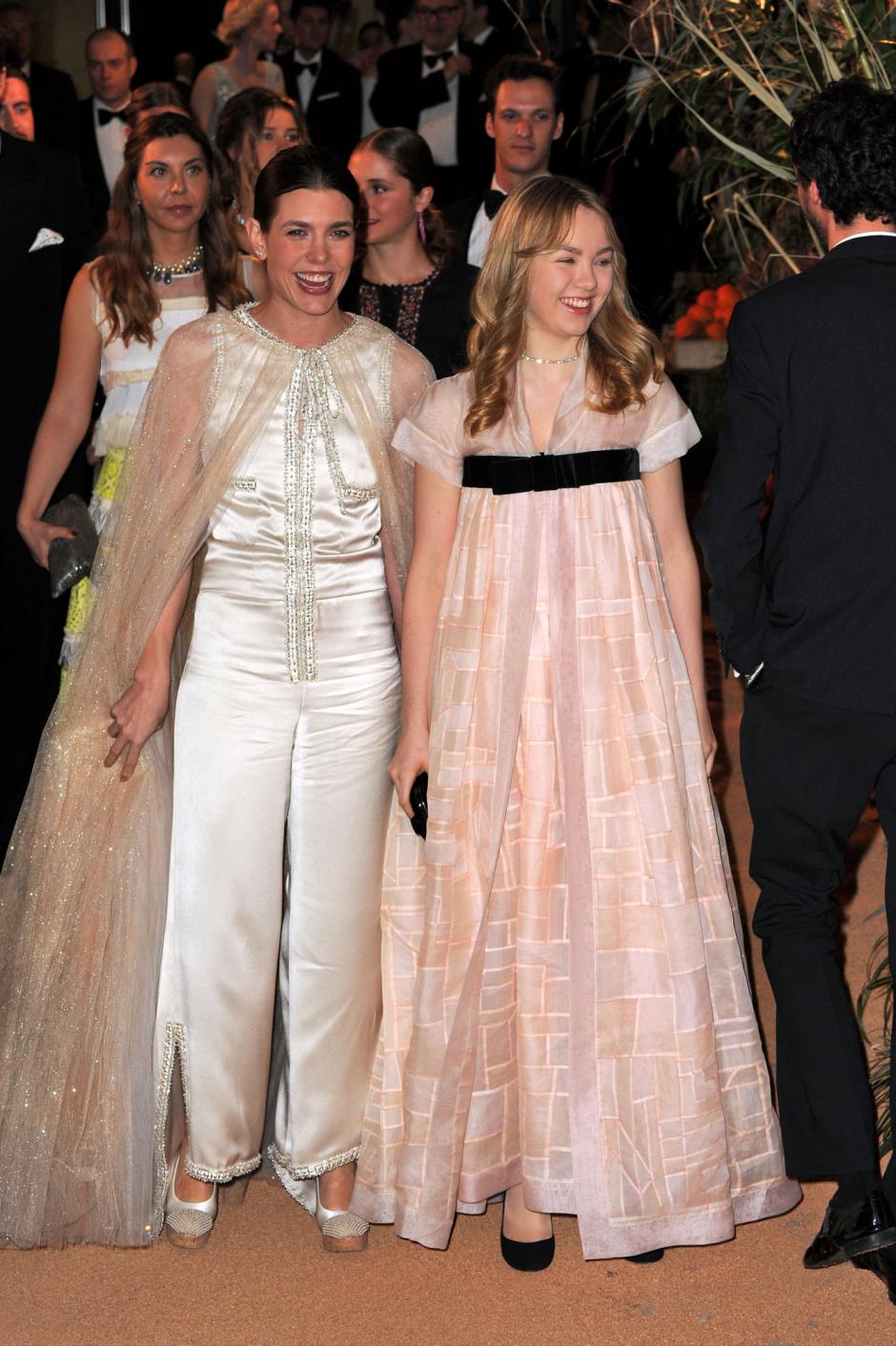 Charlotte Casiraghi and Alexandra de Hanover during 2016 Rose ball in Monaco on 20 March 2016