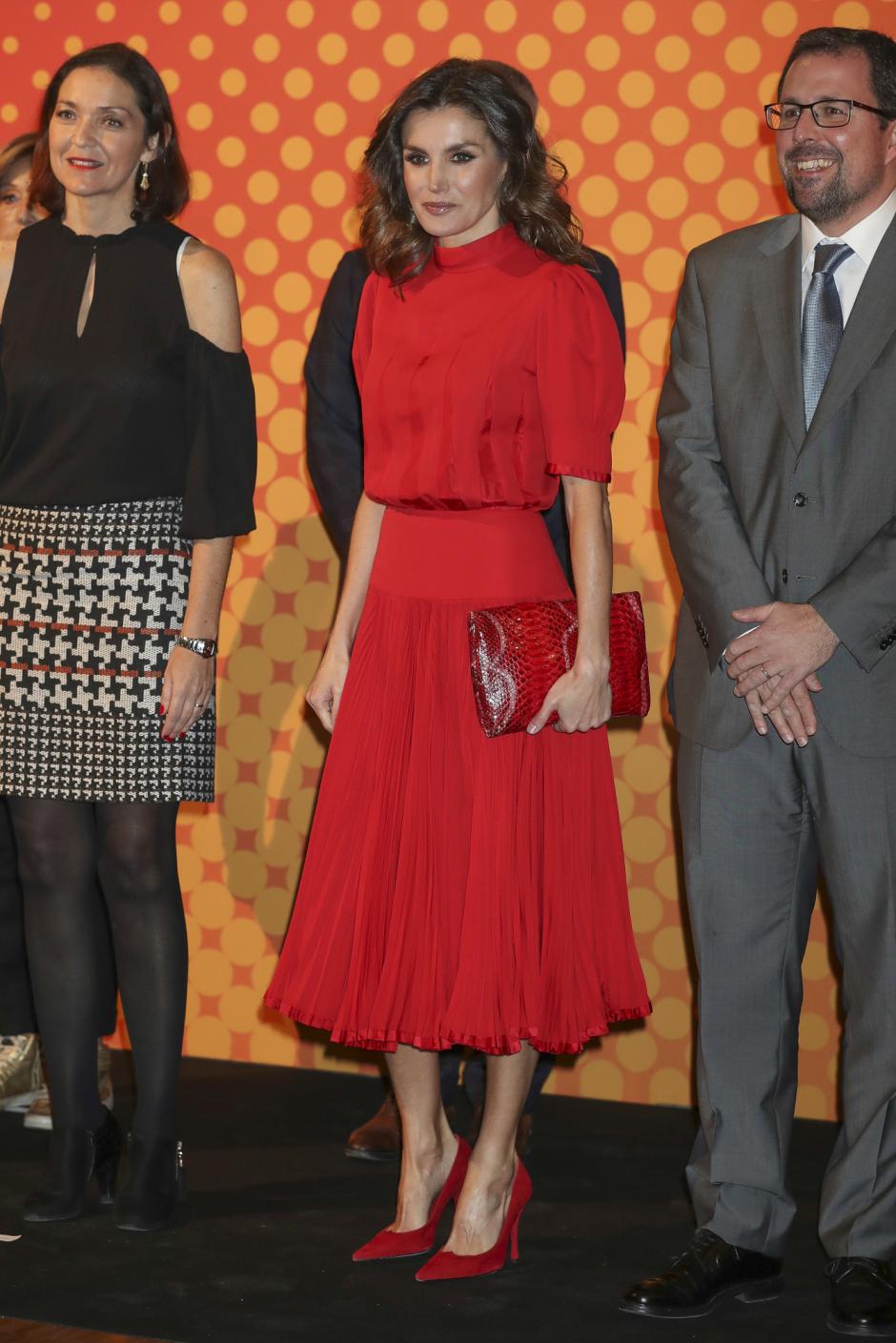 Spanish Queen Letizia Ortiz during 5 edition of “ Nacionales de la Industria de la Moda “ Awards in Madrid on Wednesday , 19 December 2018