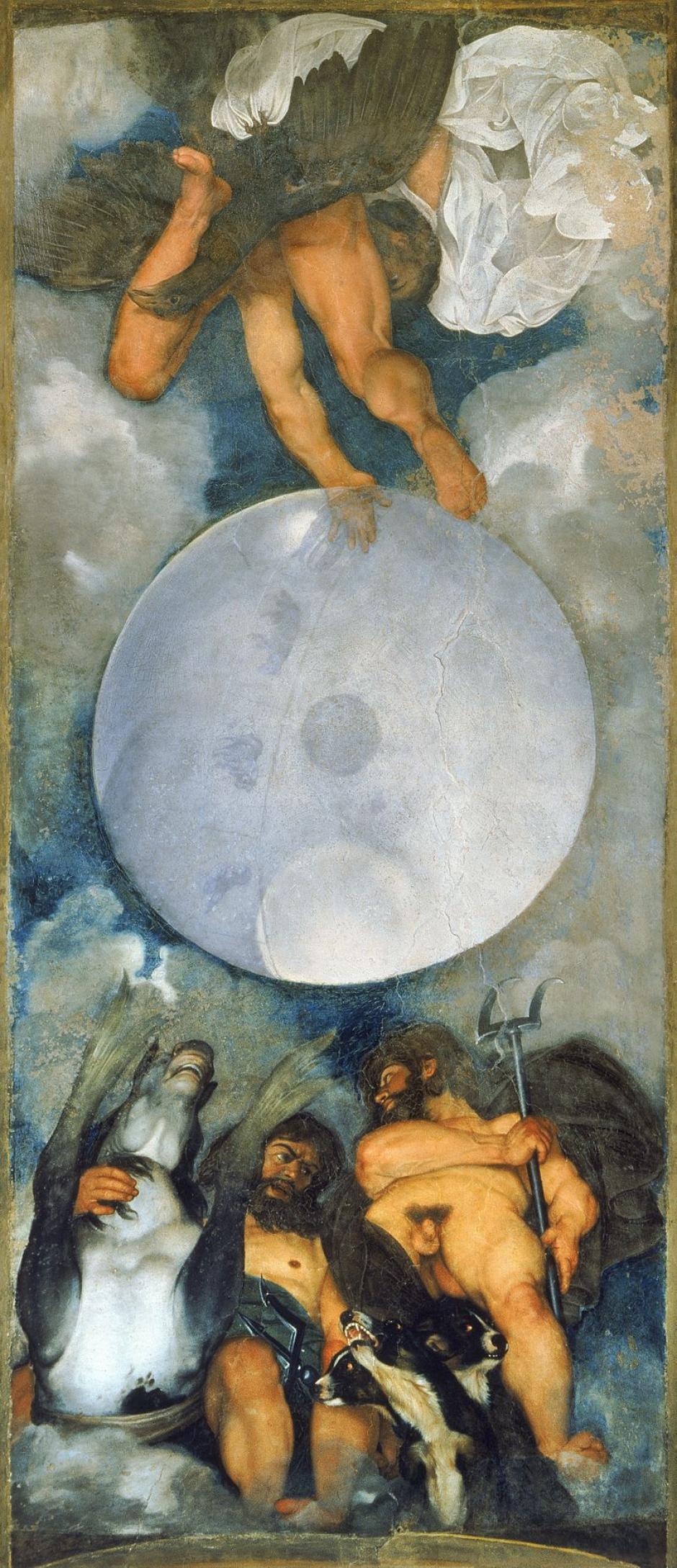 Júpiter, Neptuno y Plutón en el mural de Villa Aurora, de Caravaggio.