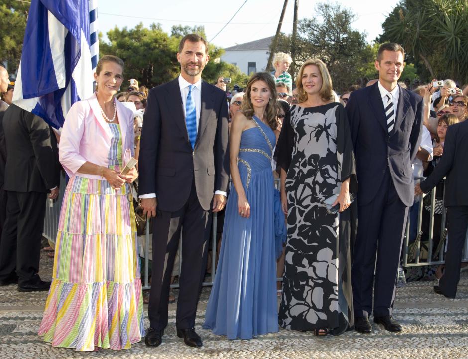 Los entonces Príncipes de Asturias, durante la boda de Nicolás de Grecia y Tatiana Blatnik