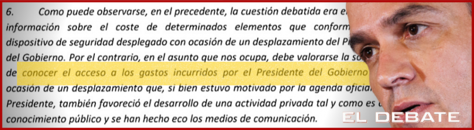 Documento del Consejo de Transparencia donde se demuestra que Sánchez ya fue obligado a hacer públicos gastos de viajes que ahora oculta de nuevo